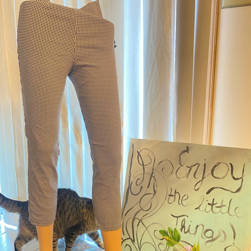 Plaid/Striped Ankle-Cut Skinny Pants by Forever 21.
